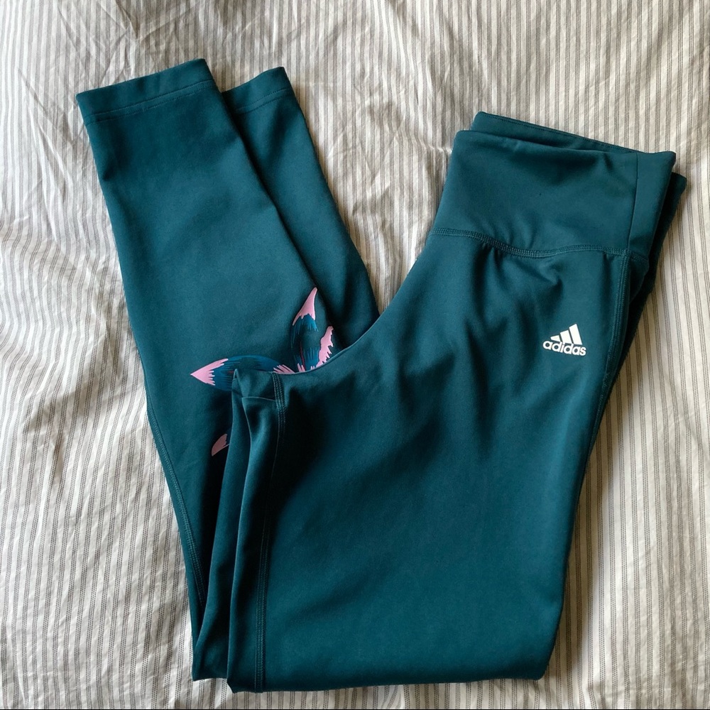 Adidas Workout Pants with Floral Design